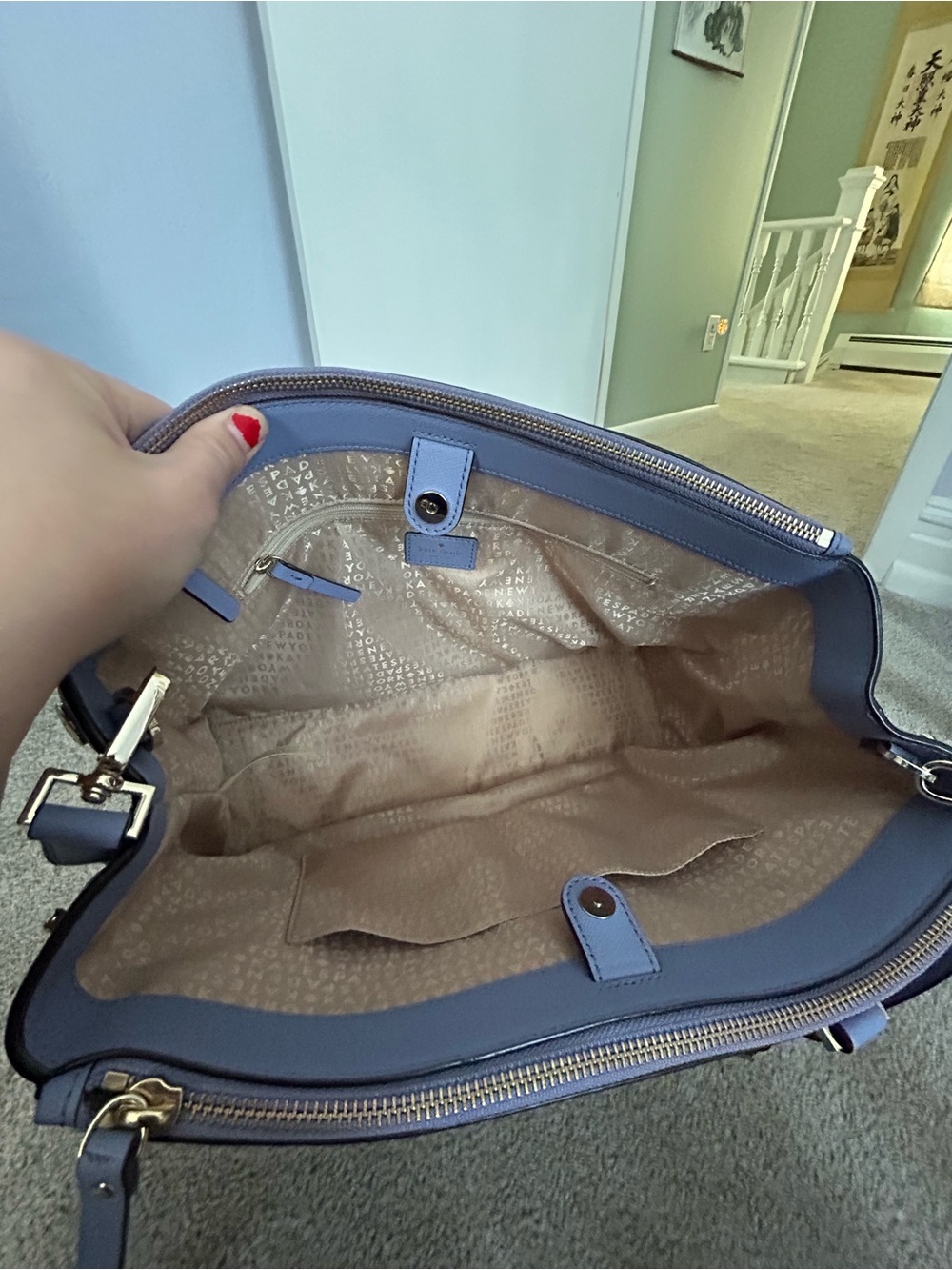 kate spade Periwinkle Leather Satchel Tote - Lavender Blue - Picture 12 of 16